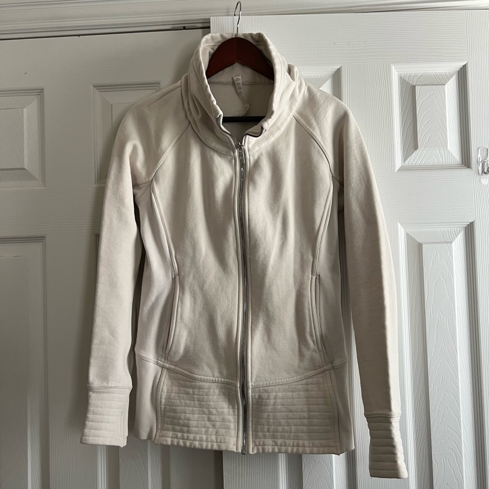 Lululemon 8 Scuba Funnel Neck Full Zip Jacket Cream Beige Ivory
